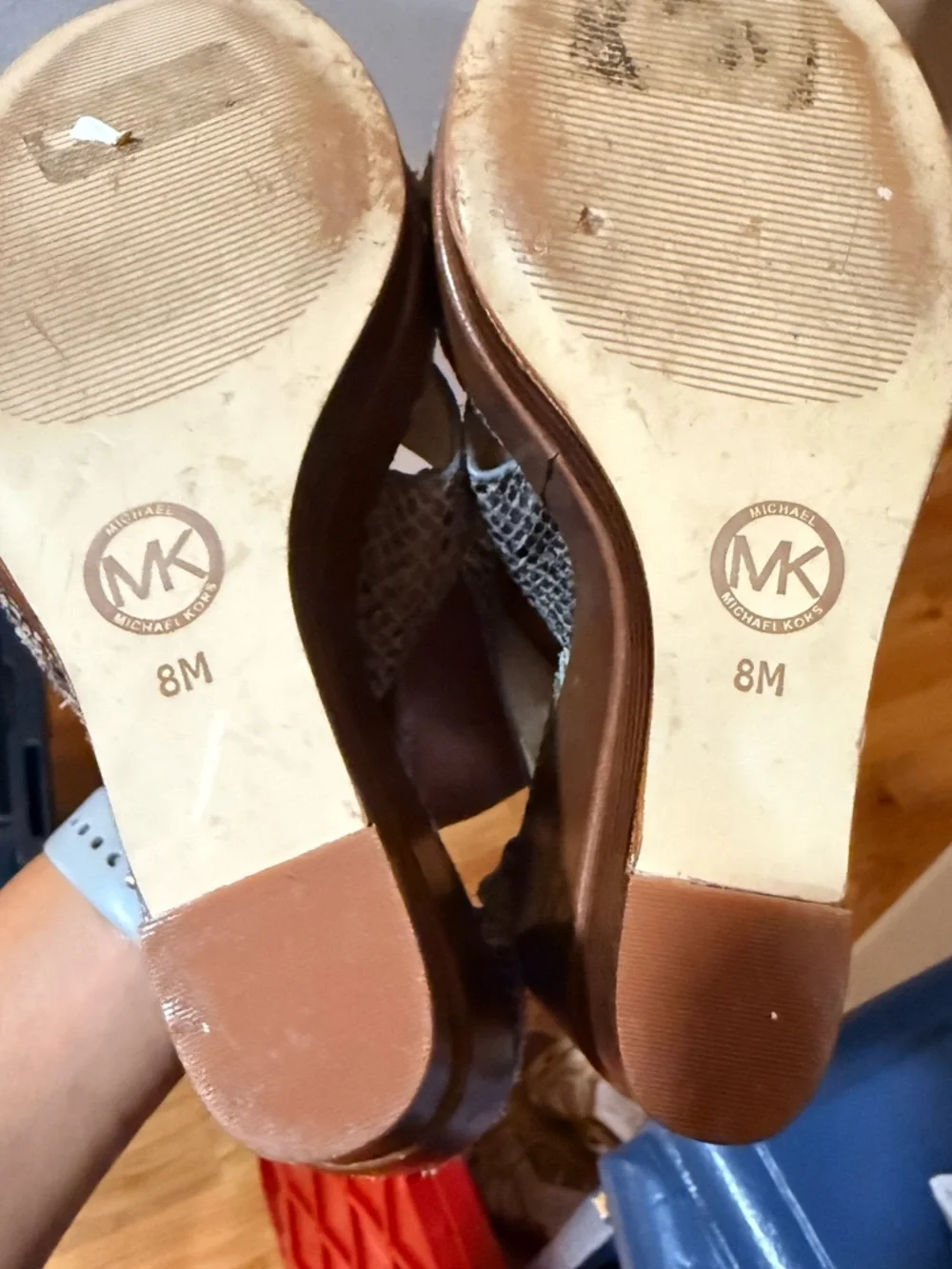 Michael Kors Snake-Print Wedge Sandal in Brown and Gray size 8 - Picture 5 of 6